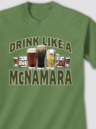 Drink Like A Military Green Adult T-Shirt
