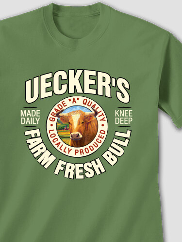 Farm Fresh Bull Military Green Adult T-Shirt