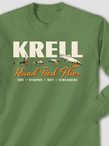 Hand Tied Flies Military Green Adult Long Sleeve