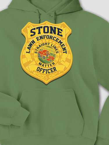 Lawn Enforcement Military Green Adult Hooded Sweatshirt