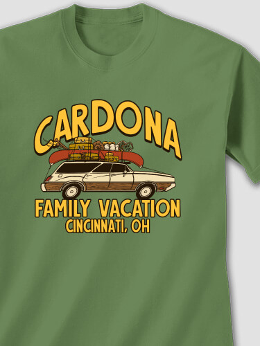 Retro Family Vacation Military Green Adult T-Shirt