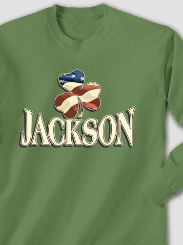 Shamrock Flag Military Green Adult Long Sleeve