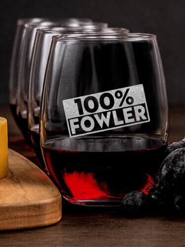100 Percent NA 1 Cheese Board 4 Wine Glass Gift Set - Engraved