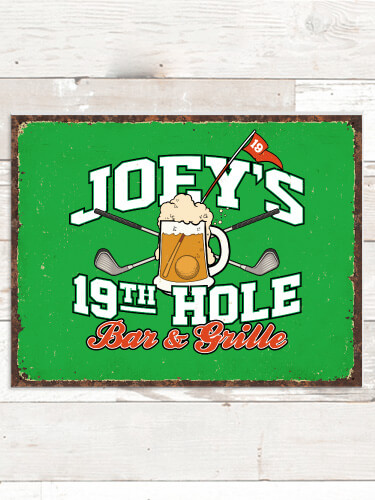 19th Hole NA Tin Sign 16 x 12.5