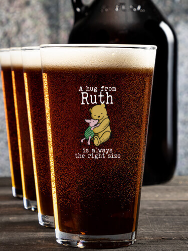 A Hug NA 1 Color Printed Growler 4 Color Pint Glass Gift Set