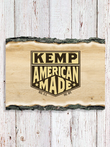 American Made NA Faux Sliced Log Plaque