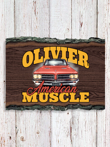 American Muscle Car NA Faux Sliced Log Plaque