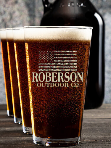 American Outdoor Company NA 1 Color Printed Growler 4 Color Pint Glass Gift Set