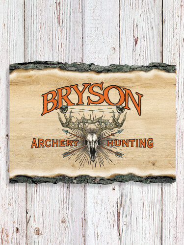 Archery Hunting NA Faux Sliced Log Plaque