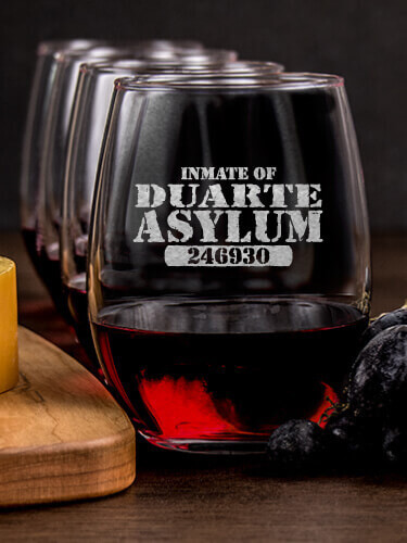 Asylum NA 1 Cheese Board 4 Wine Glass Gift Set - Engraved