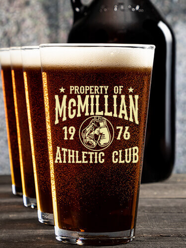 Athletic Club NA 1 Color Printed Growler 4 Color Pint Glass Gift Set
