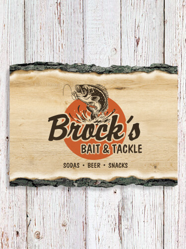 Bait and Tackle NA Faux Sliced Log Plaque