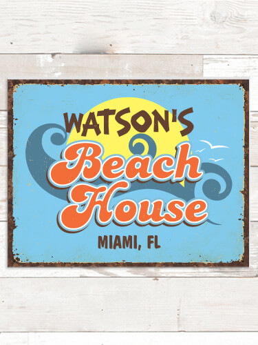 Beach House NA Tin Sign 16 x 12.5