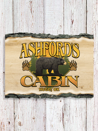 Bear Cabin NA Faux Sliced Log Plaque