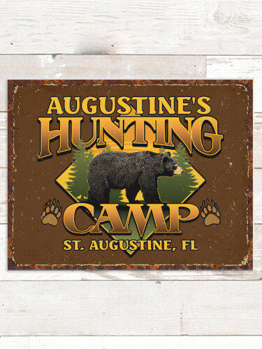 Bear Hunting Camp NA Tin Sign 16 x 12.5