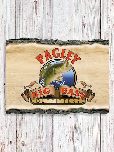 Big Bass Outfitters NA Faux Sliced Log Plaque