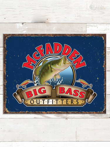 Big Bass Outfitters NA Tin Sign 16 x 12.5