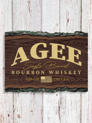 Bourbon Whiskey NA Faux Sliced Log Plaque