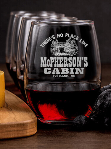 Cabin NA 1 Cheese Board 4 Wine Glass Gift Set - Engraved