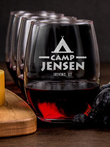 Camp NA 1 Cheese Board 4 Wine Glass Gift Set - Engraved
