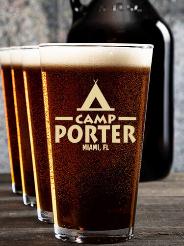 Camp NA 1 Color Printed Growler 4 Color Pint Glass Gift Set