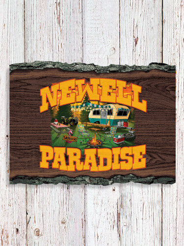 Camper's Paradise NA Faux Sliced Log Plaque