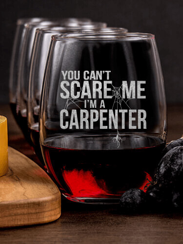 Can't Scare Me NA 1 Cheese Board 4 Wine Glass Gift Set - Engraved