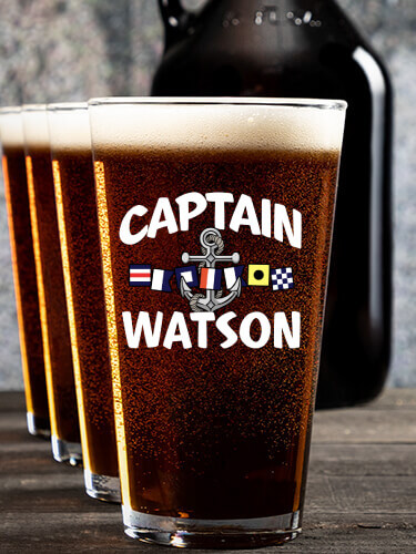 Captain NA 1 Color Printed Growler 4 Color Pint Glass Gift Set