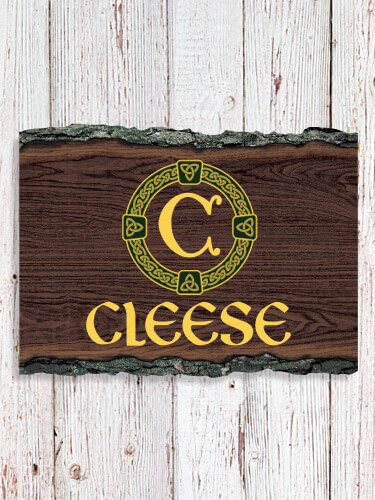 Celtic Wreath Monogram NA Faux Sliced Log Plaque