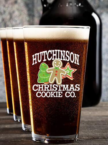 Christmas Cookie Company NA 1 Color Printed Growler 4 Color Pint Glass Gift Set