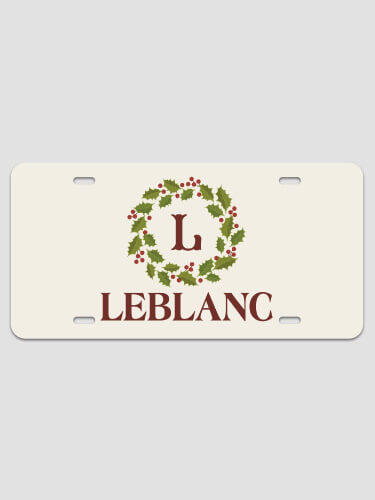 Christmas Monogram NA License Plate