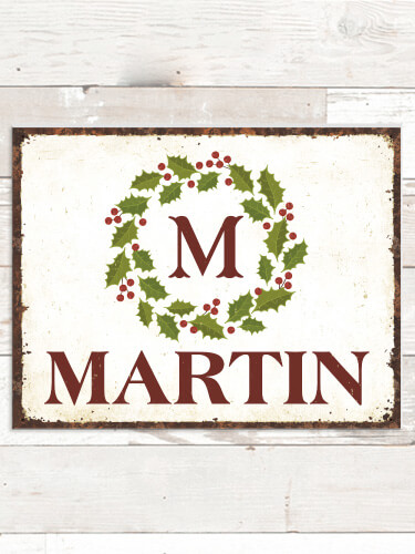 Christmas Monogram NA Tin Sign 16 x 12.5