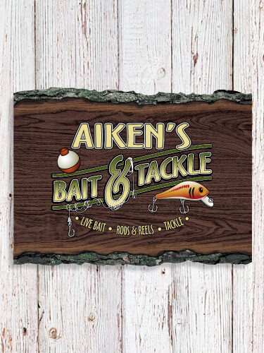 Classic Bait and Tackle NA Faux Sliced Log Plaque