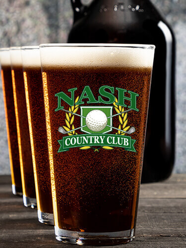Classic Country Club NA 1 Color Printed Growler 4 Color Pint Glass Gift Set