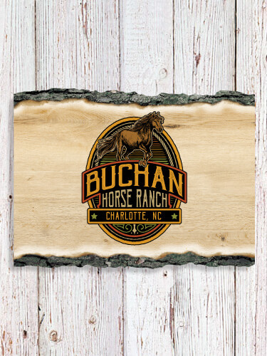 Classic Horse Ranch NA Faux Sliced Log Plaque