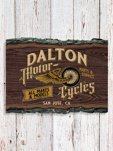 Classic Motorcycles NA Faux Sliced Log Plaque