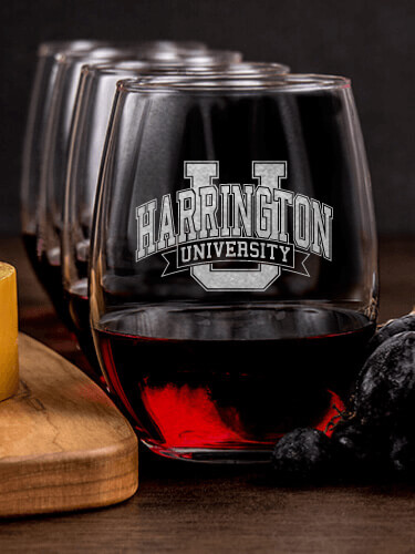 Classic University NA 1 Cheese Board 4 Wine Glass Gift Set - Engraved