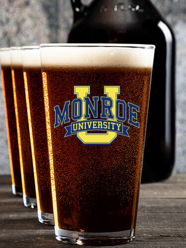 Classic University NA 1 Color Printed Growler 4 Color Pint Glass Gift Set