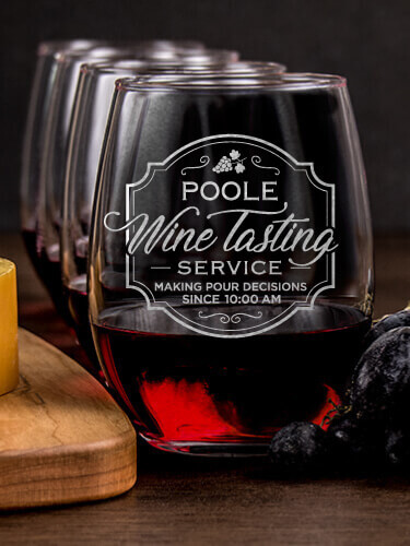 Classic Wine Tasting Services NA 1 Cheese Board 4 Wine Glass Gift Set - Engraved