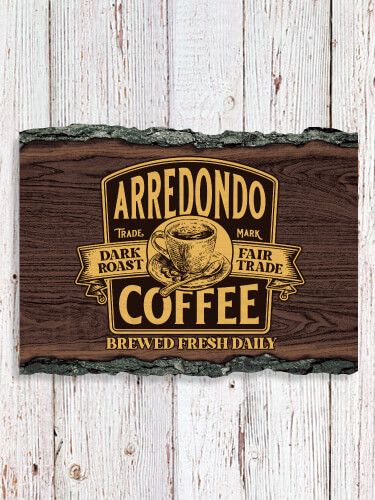 Coffee NA Faux Sliced Log Plaque