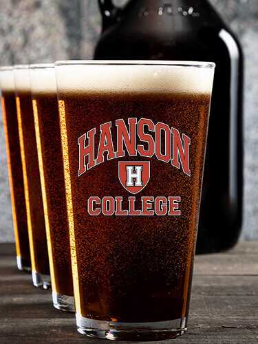 College NA 1 Color Printed Growler 4 Color Pint Glass Gift Set