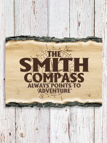 Compass NA Faux Sliced Log Plaque