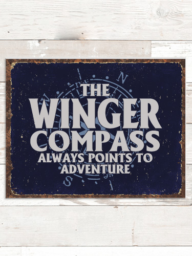 Compass NA Tin Sign 16 x 12.5