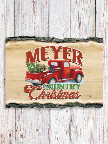Country Christmas NA Faux Sliced Log Plaque