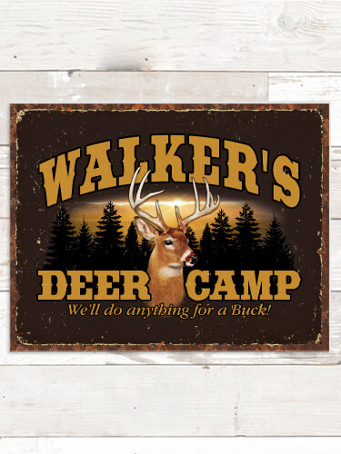 Deer Camp NA Tin Sign 16 x 12.5
