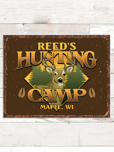 Deer Hunting Camp NA Tin Sign 16 x 12.5