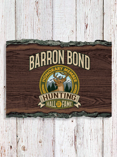 Deer Hunting Hall Of Fame NA Faux Sliced Log Plaque