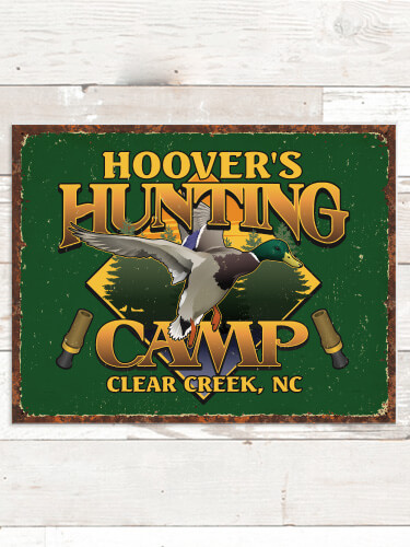 Duck Hunting Camp NA Tin Sign 16 x 12.5
