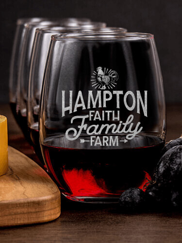 Faith Family Farm NA 1 Cheese Board 4 Wine Glass Gift Set - Engraved