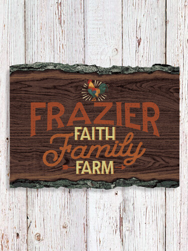 Faith Family Farm NA Faux Sliced Log Plaque
